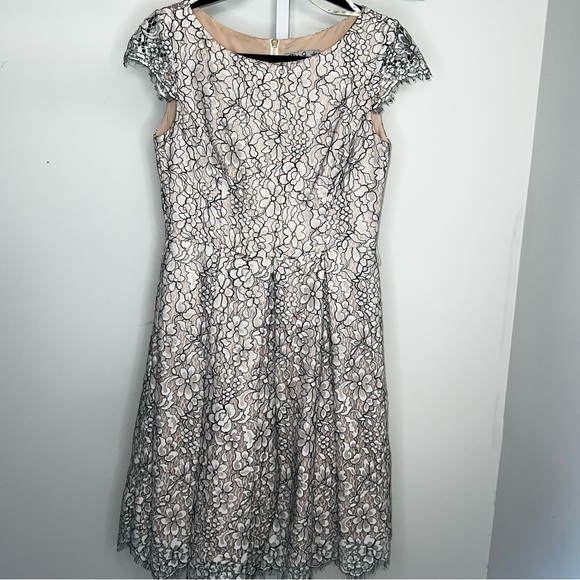 Eliza J Cream & Black Lace Cocktail Dress with Pockets Size 4 - Picture 15 of 15